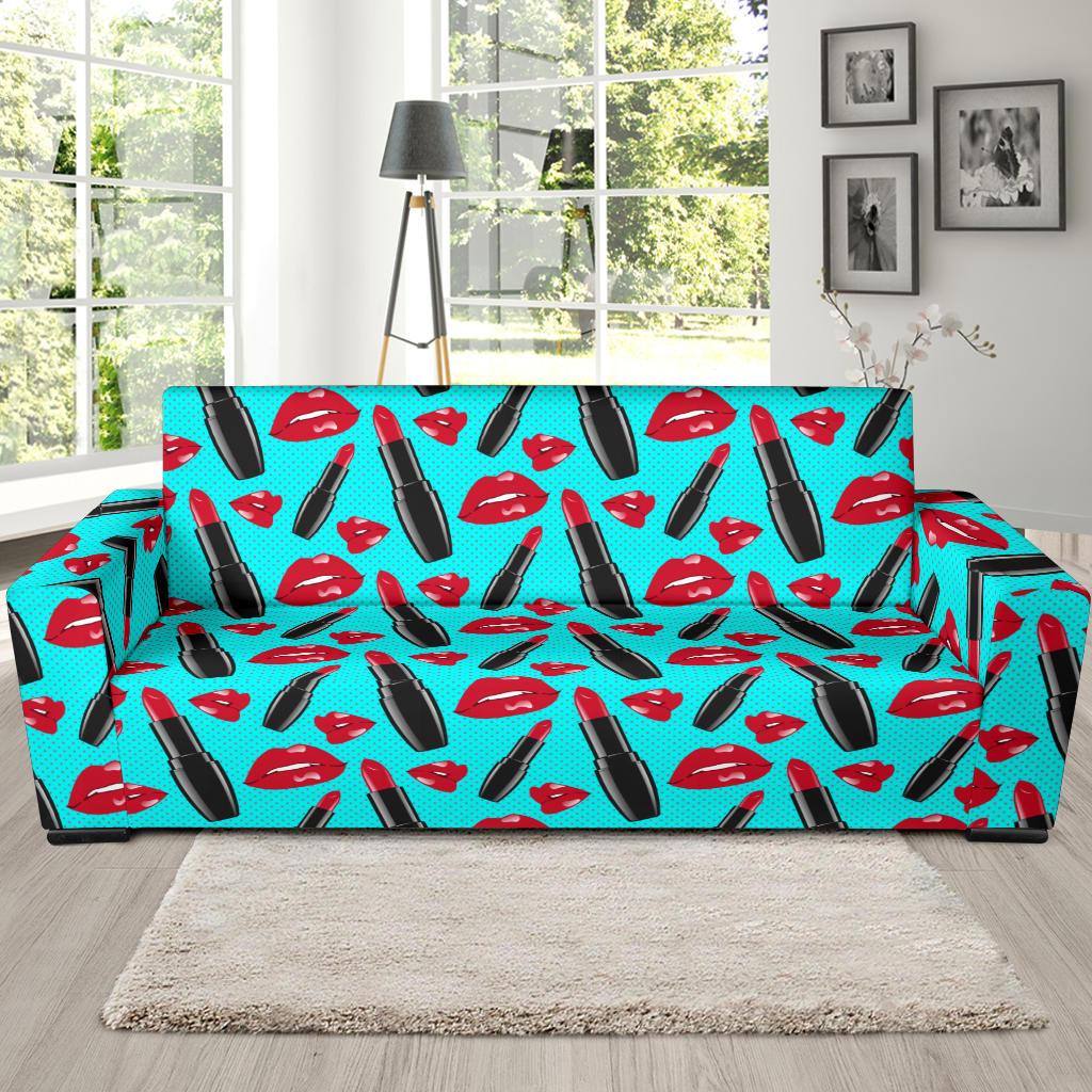 Lipstick Pattern Print Design LT02 Sofa Slipcover-JORJUNE.COM