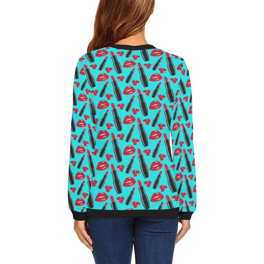 Lipstick Pattern Print Design LT02 Women Long Sleeve Sweatshirt-JorJune