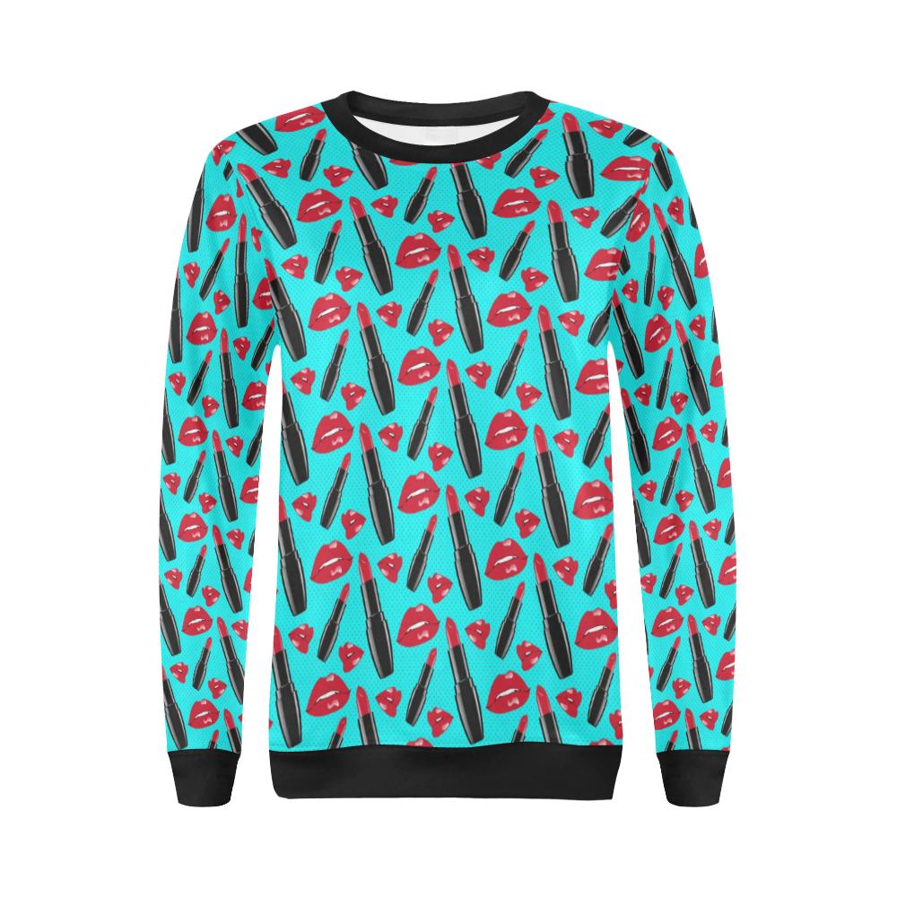 Lipstick Pattern Print Design LT02 Women Long Sleeve Sweatshirt-JorJune