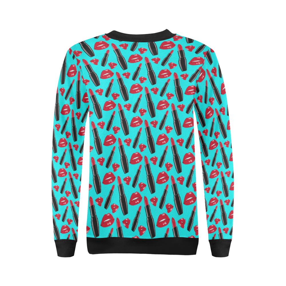 Lipstick Pattern Print Design LT02 Women Long Sleeve Sweatshirt-JorJune