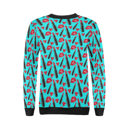 Lipstick Pattern Print Design LT02 Women Long Sleeve Sweatshirt-JorJune