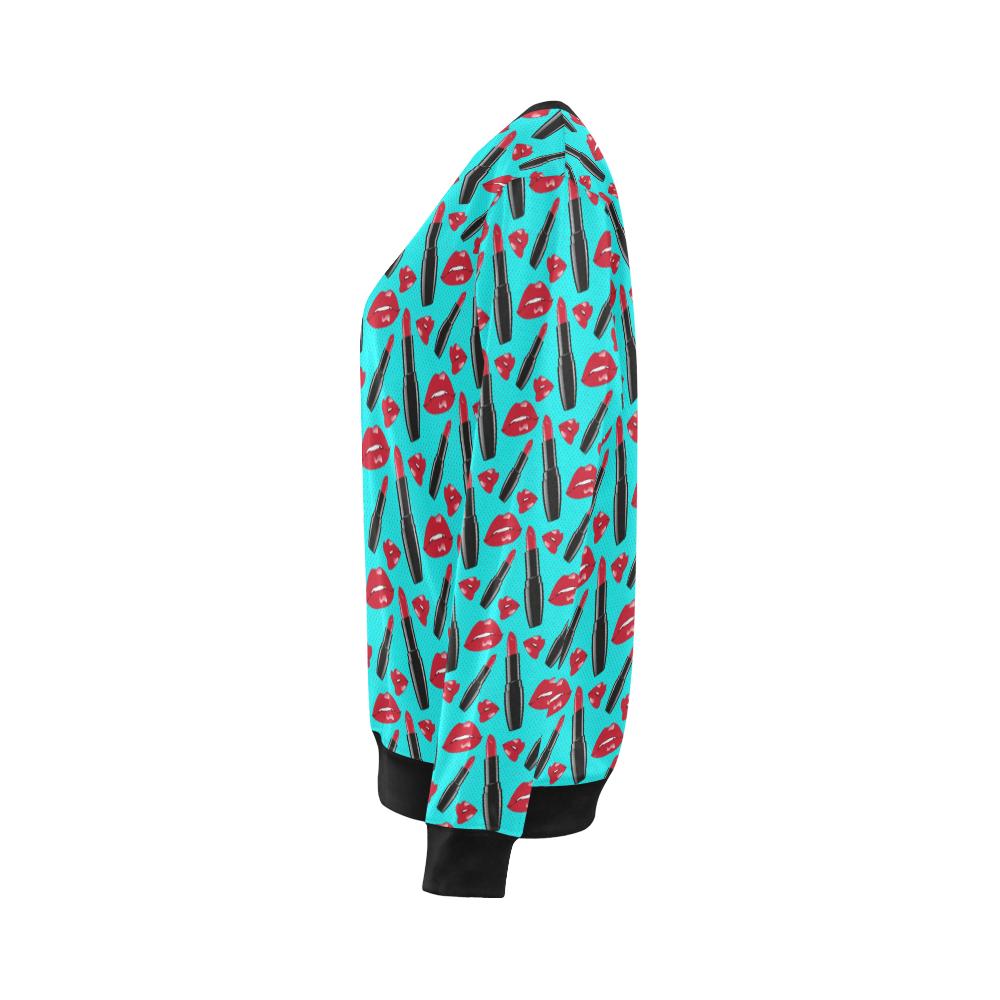 Lipstick Pattern Print Design LT02 Women Long Sleeve Sweatshirt-JorJune