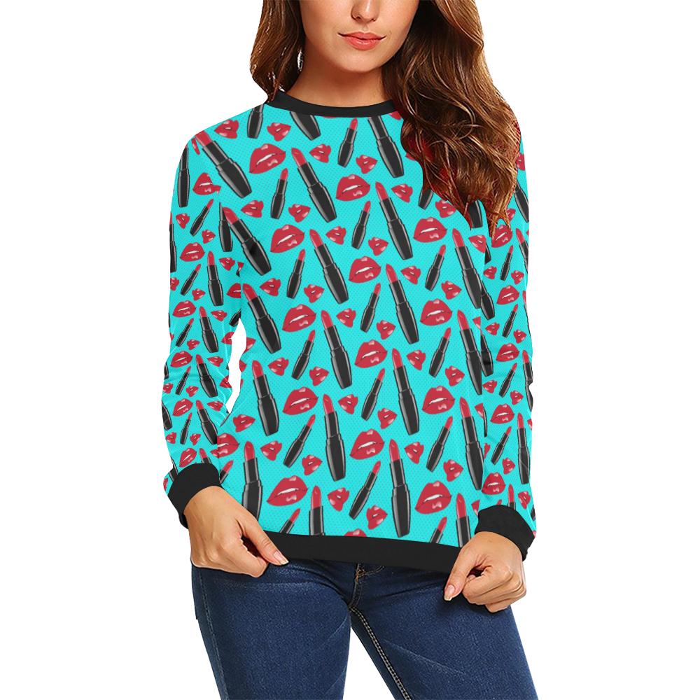 Lipstick Pattern Print Design LT02 Women Long Sleeve Sweatshirt-JorJune