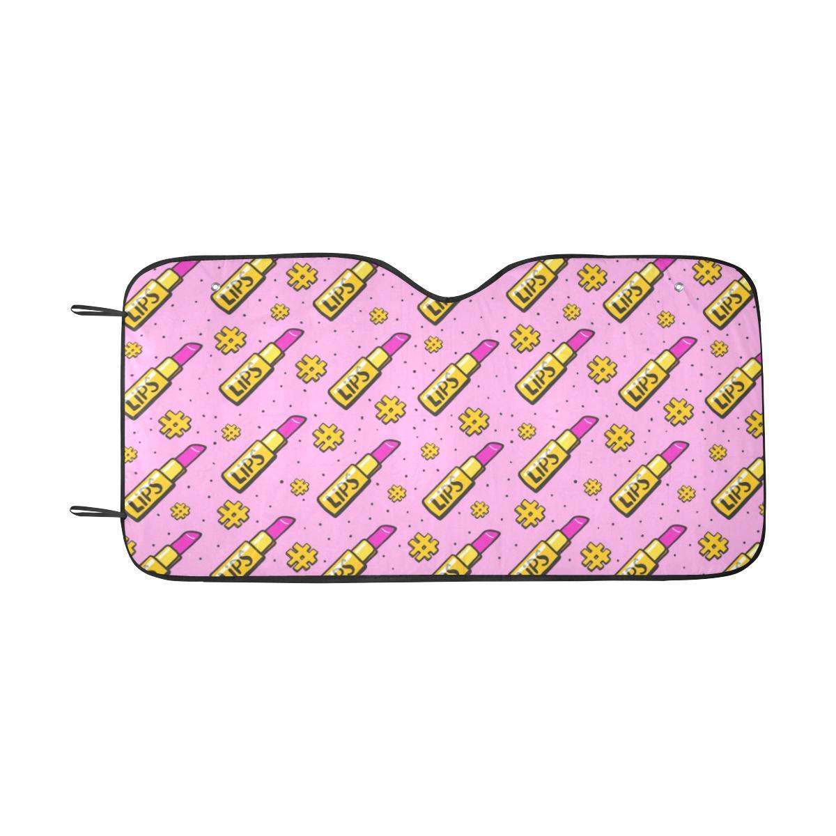 Lipstick Pattern Print Design LT03 Car Sun Shade-JorJune