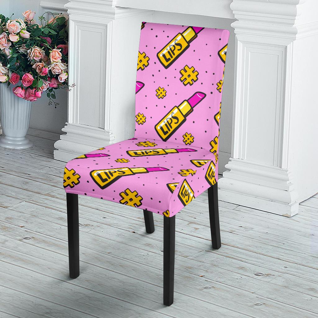 Lipstick Pattern Print Design LT03 Dining Chair Slipcover-JORJUNE.COM