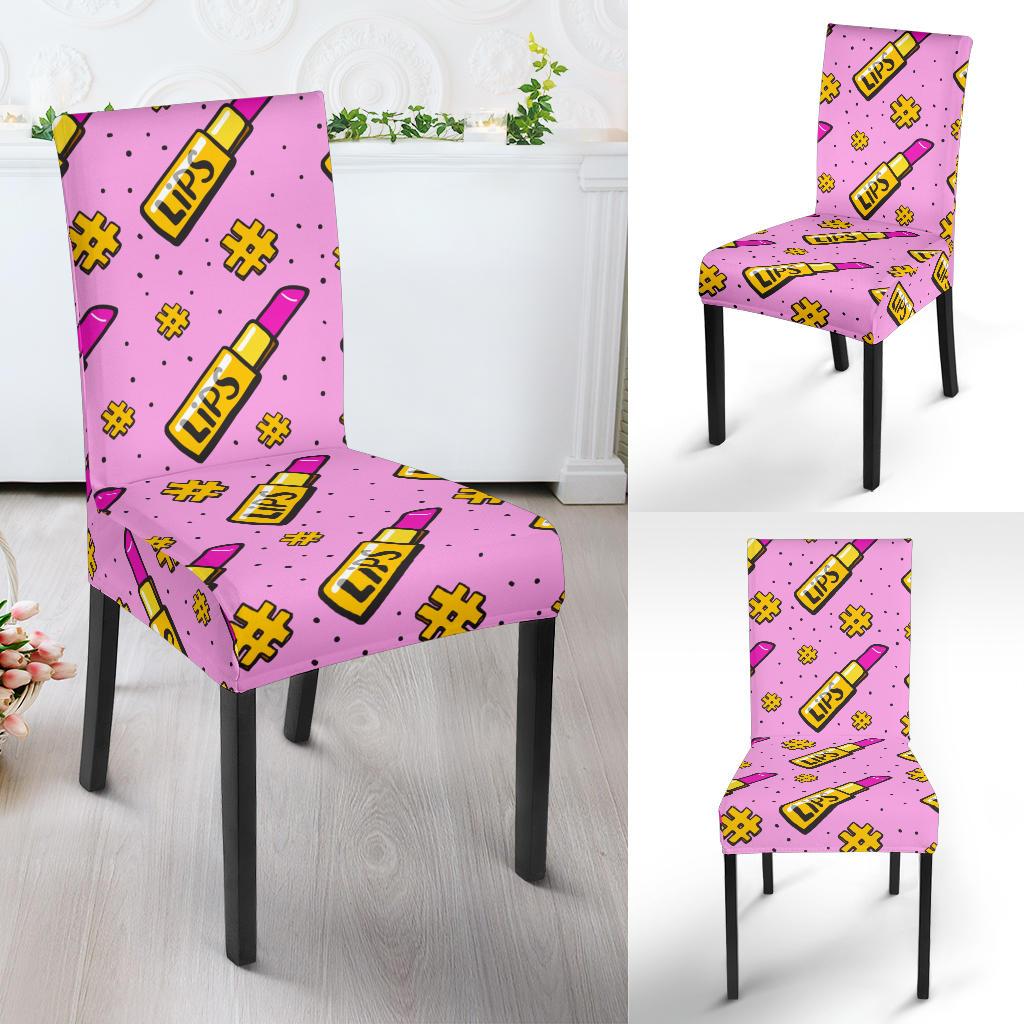 Lipstick Pattern Print Design LT03 Dining Chair Slipcover-JORJUNE.COM