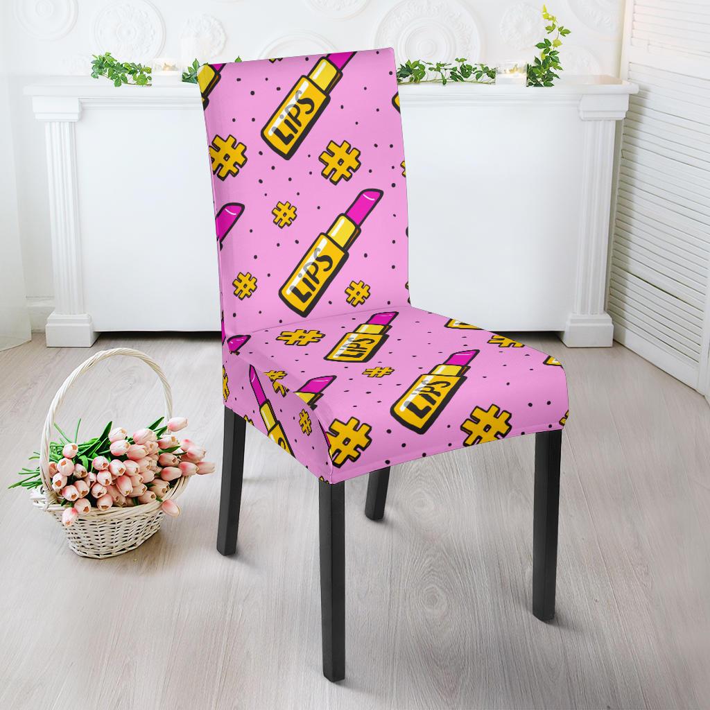 Lipstick Pattern Print Design LT03 Dining Chair Slipcover-JORJUNE.COM