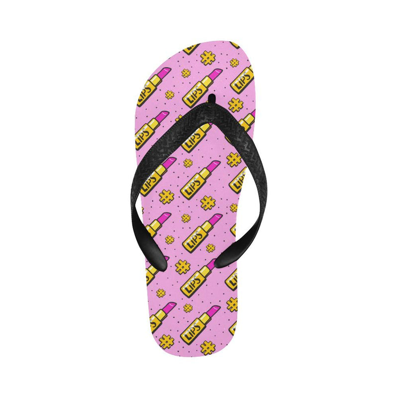 Lipstick Pattern Print Design LT03 Flip Flops-JorJune