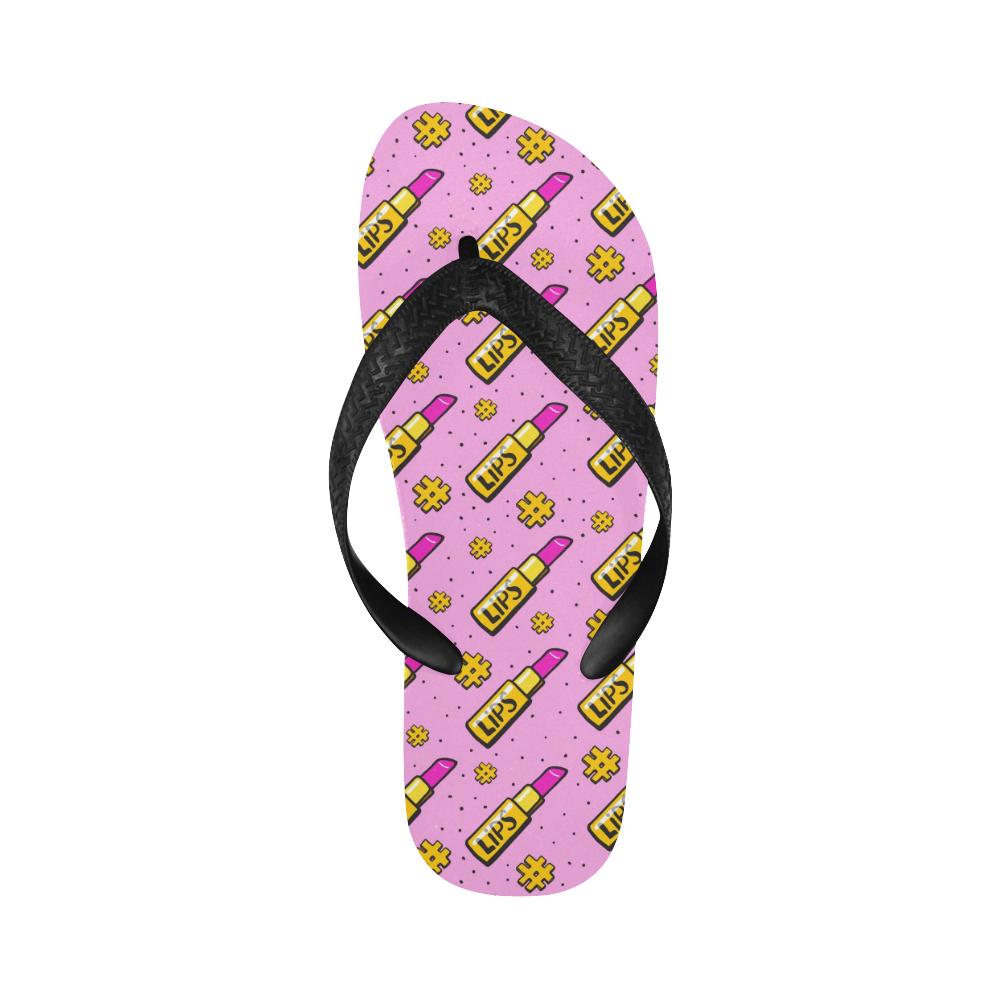 Lipstick Pattern Print Design LT03 Flip Flops-JorJune