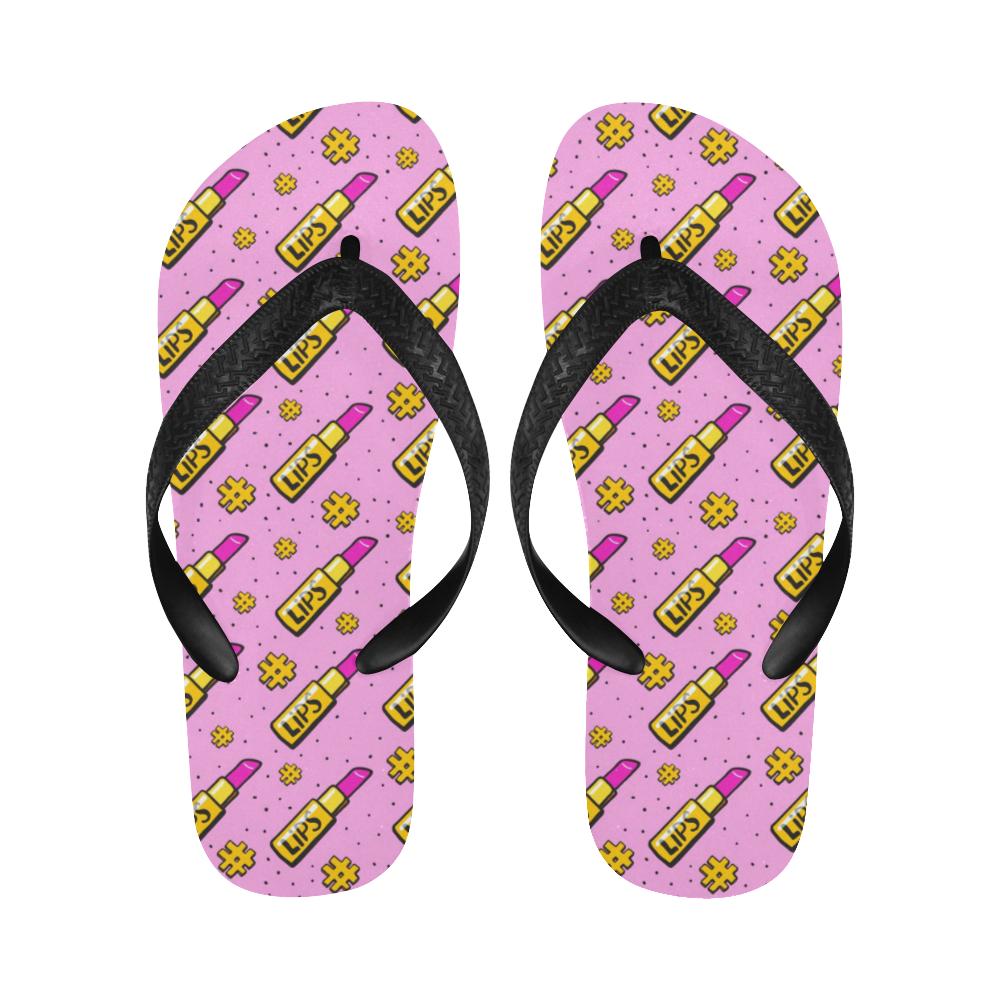 Lipstick Pattern Print Design LT03 Flip Flops-JorJune
