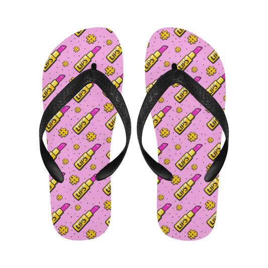Lipstick Pattern Print Design LT03 Flip Flops-JorJune