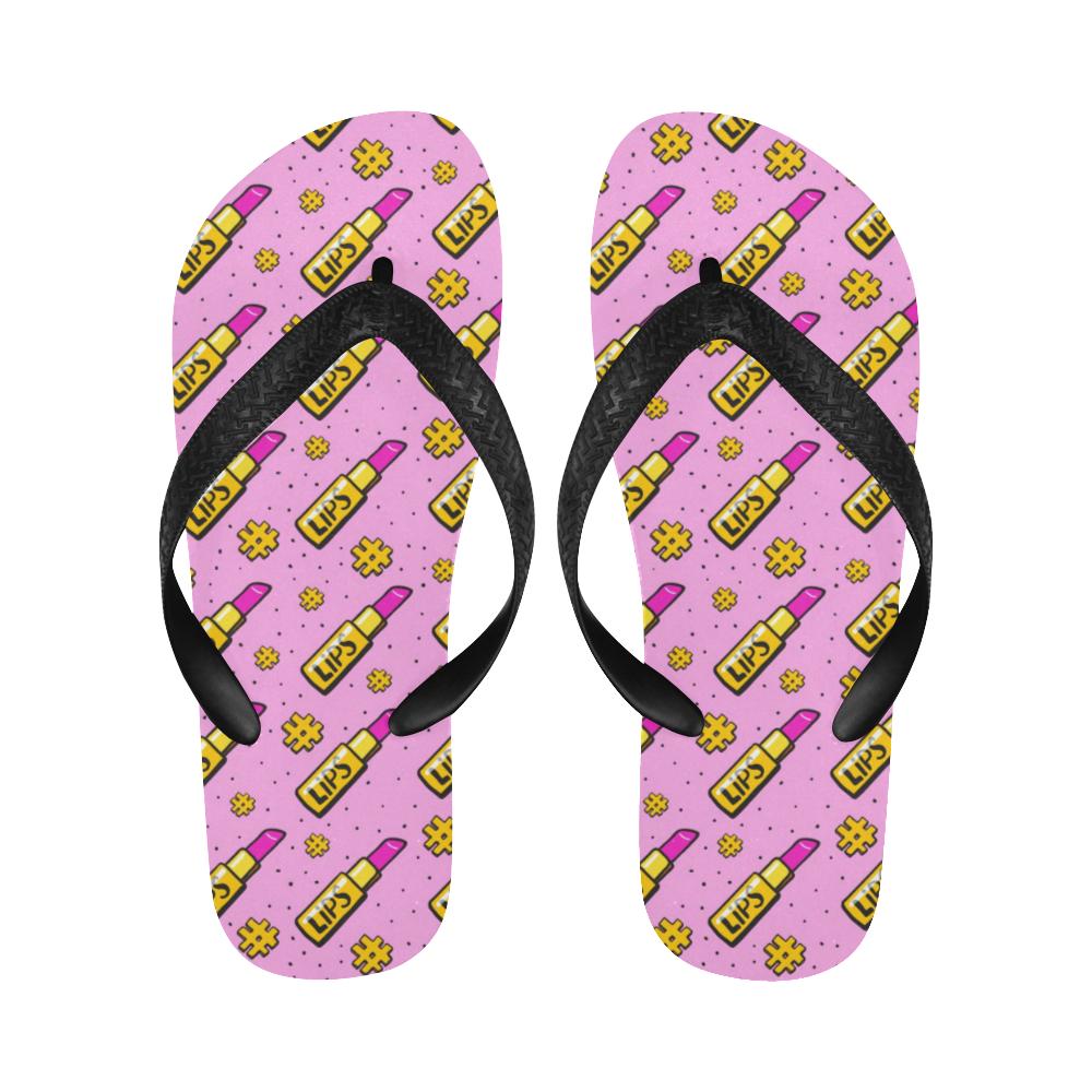 Lipstick Pattern Print Design LT03 Flip Flops-JorJune