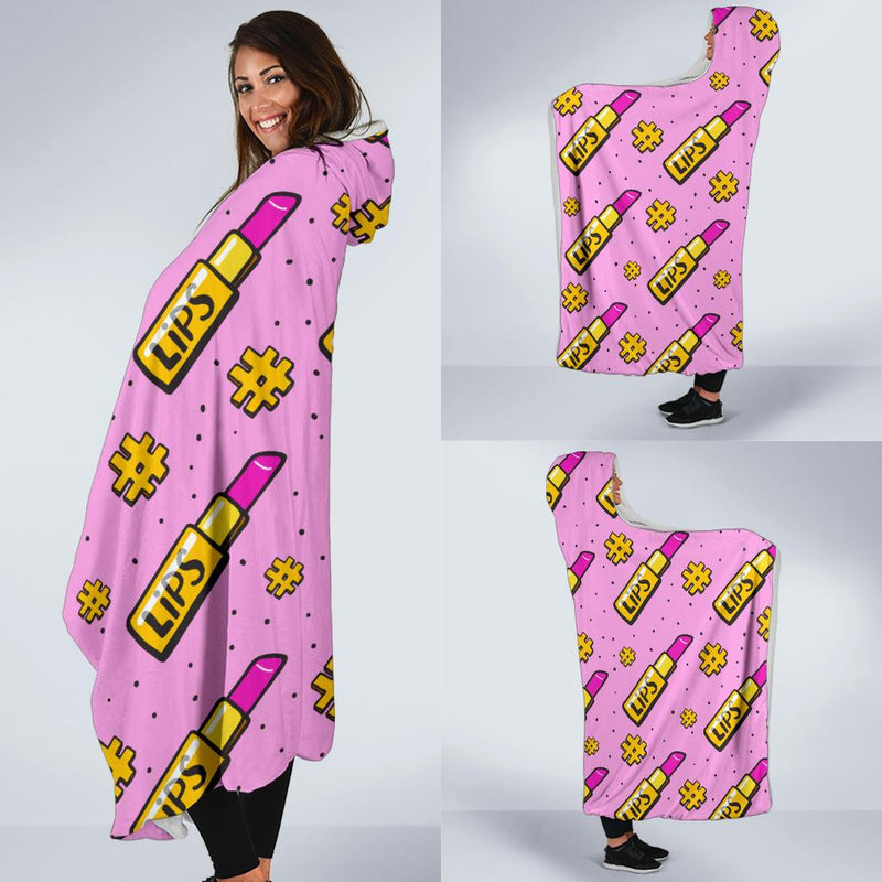 Lipstick Pattern Print Design LT03 Hooded Blanket-JORJUNE.COM