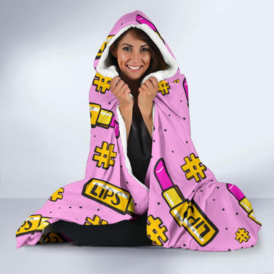 Lipstick Pattern Print Design LT03 Hooded Blanket-JORJUNE.COM