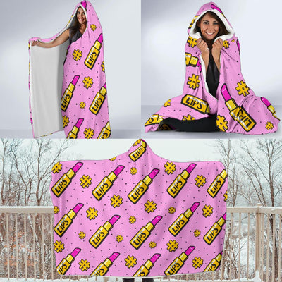 Lipstick Pattern Print Design LT03 Hooded Blanket-JORJUNE.COM