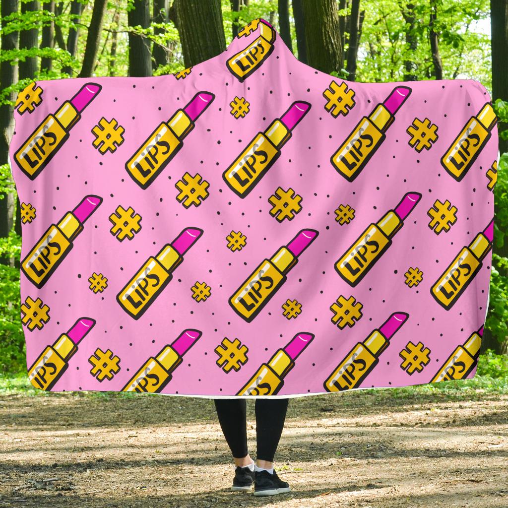 Lipstick Pattern Print Design LT03 Hooded Blanket-JORJUNE.COM