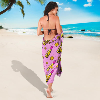 Lipstick Pattern Print Design LT03 Sarong Pareo Wrap-JORJUNE.COM