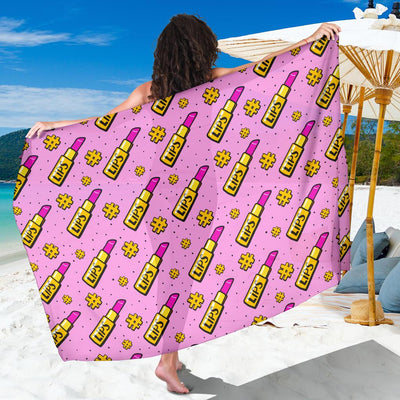 Lipstick Pattern Print Design LT03 Sarong Pareo Wrap-JORJUNE.COM