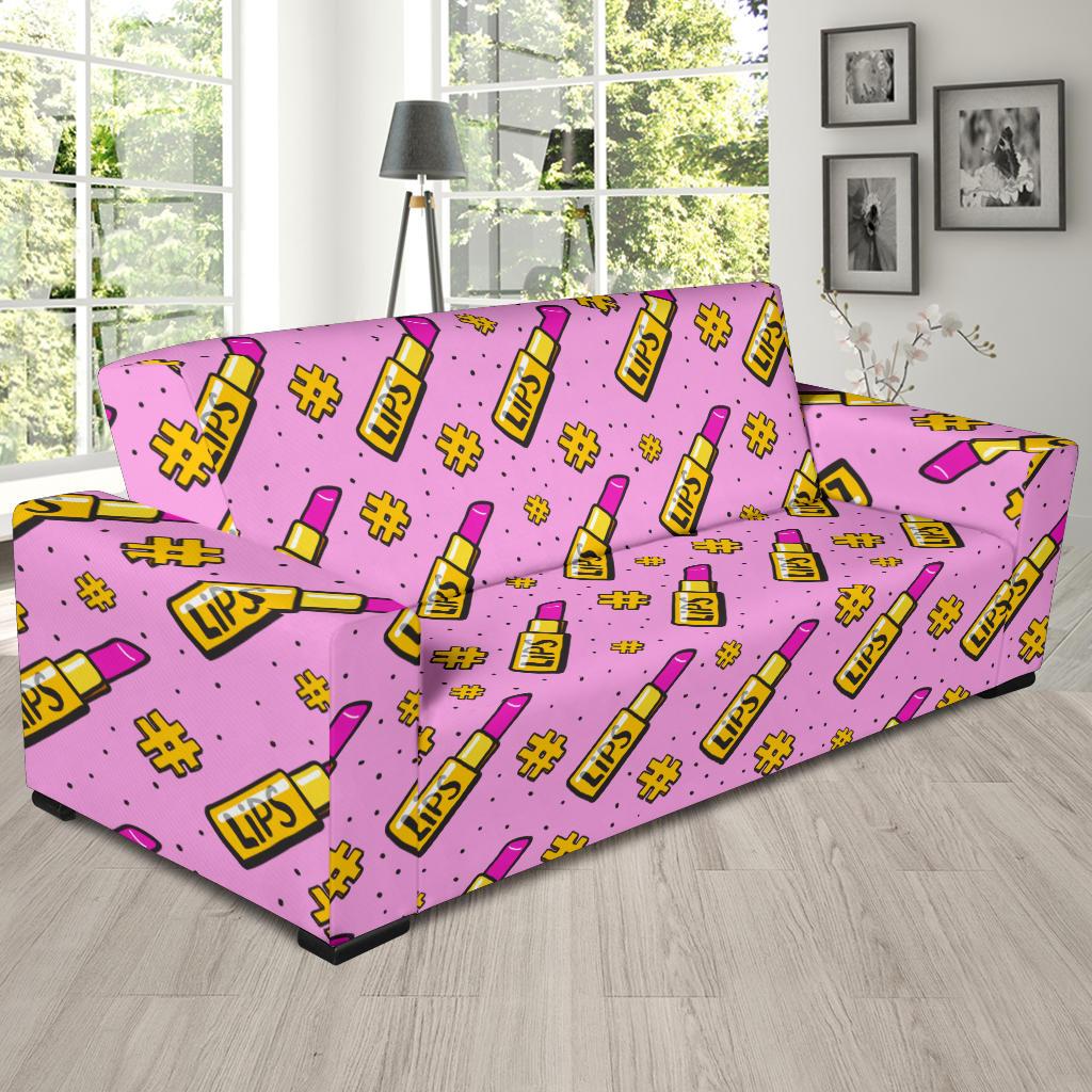 Lipstick Pattern Print Design LT03 Sofa Slipcover-JORJUNE.COM