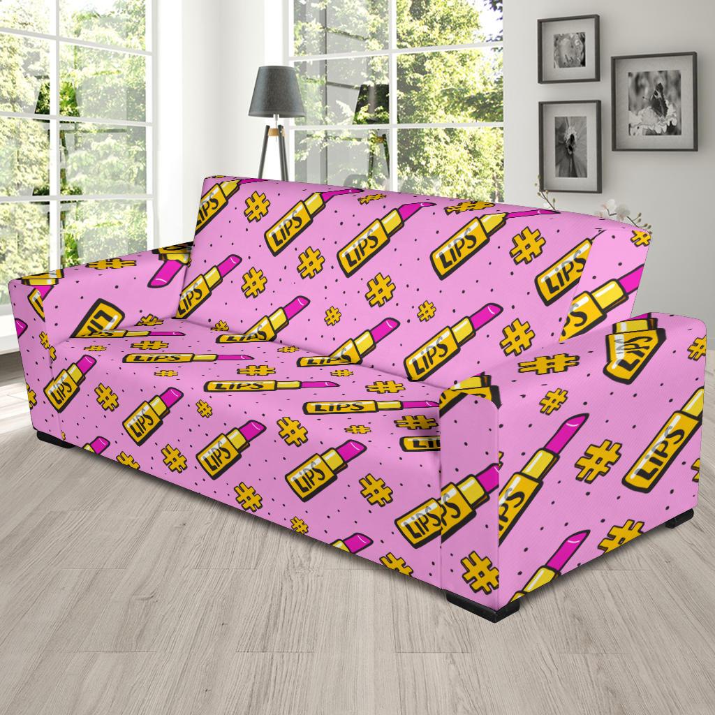 Lipstick Pattern Print Design LT03 Sofa Slipcover-JORJUNE.COM