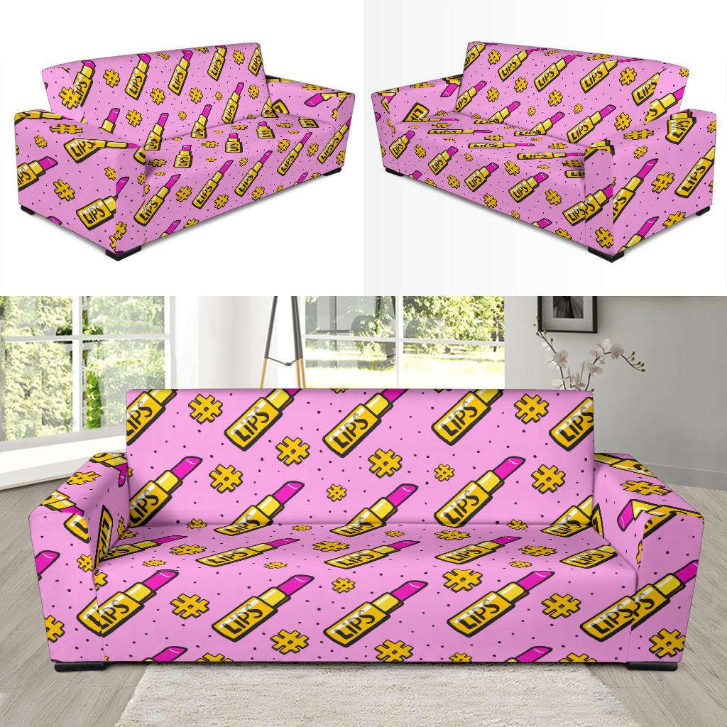Lipstick Pattern Print Design LT03 Sofa Slipcover-JORJUNE.COM