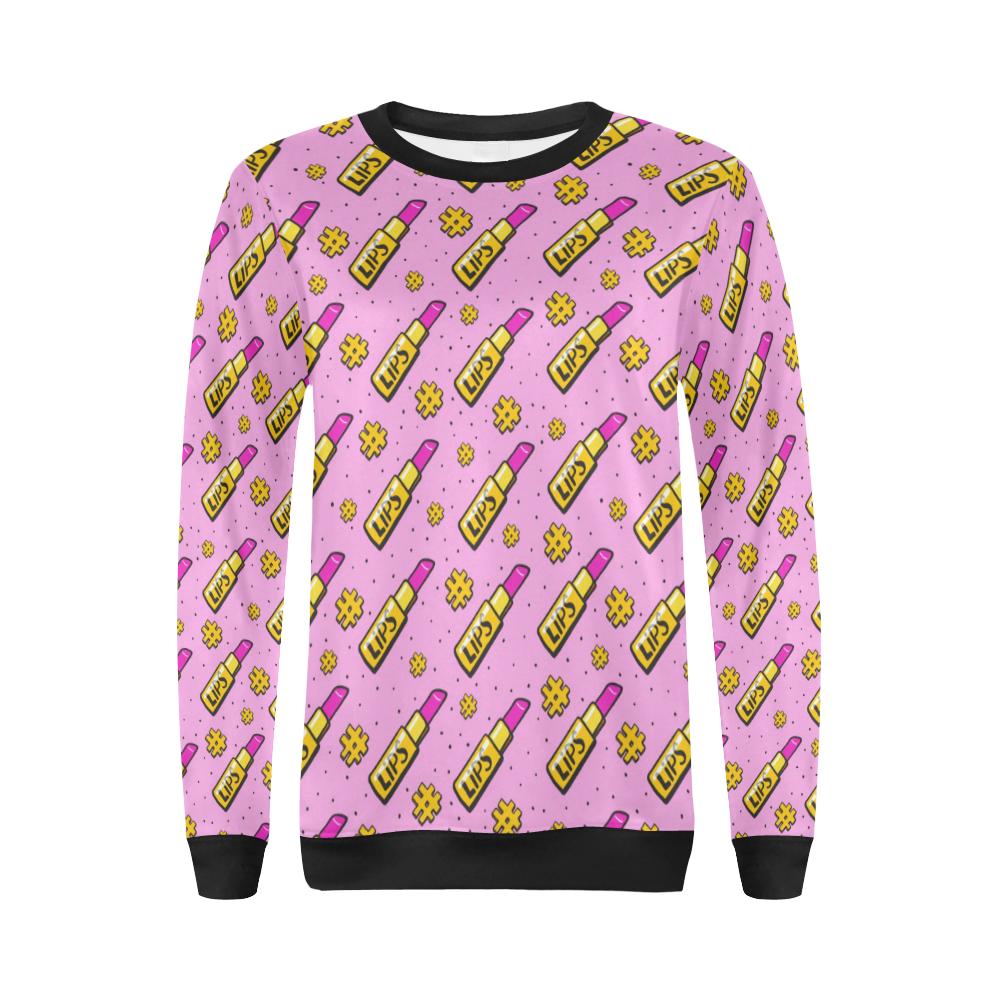 Lipstick Pattern Print Design LT03 Women Long Sleeve Sweatshirt-JorJune