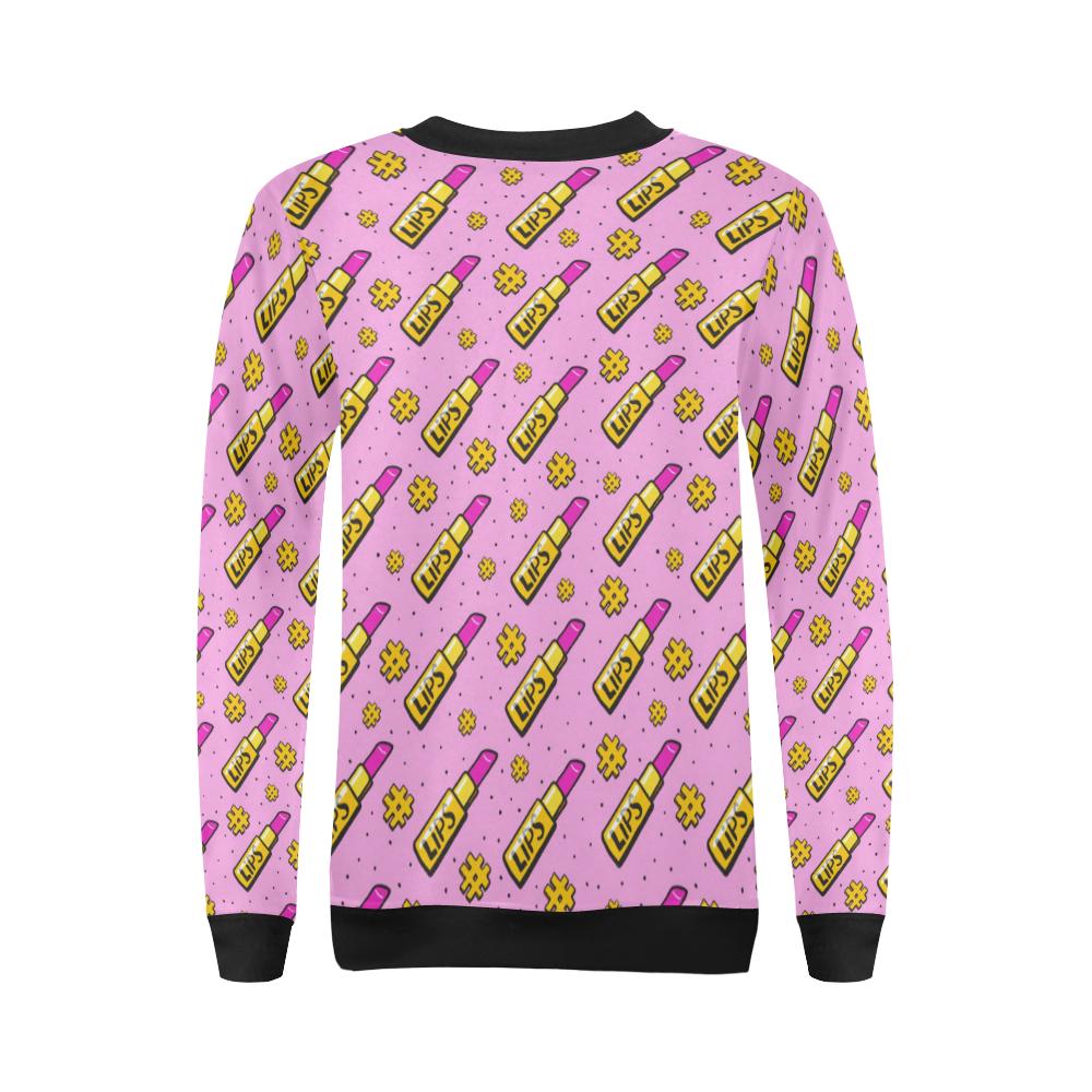 Lipstick Pattern Print Design LT03 Women Long Sleeve Sweatshirt-JorJune