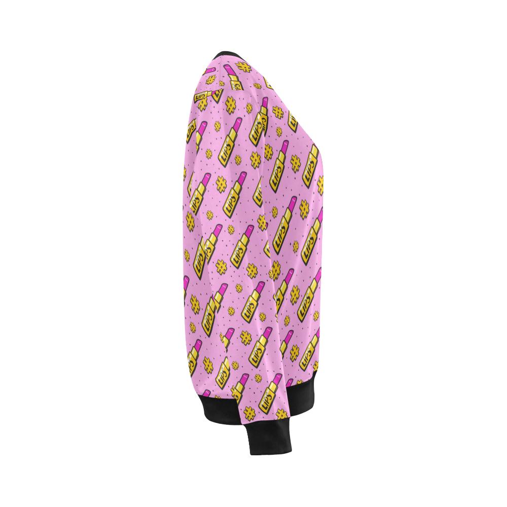 Lipstick Pattern Print Design LT03 Women Long Sleeve Sweatshirt-JorJune