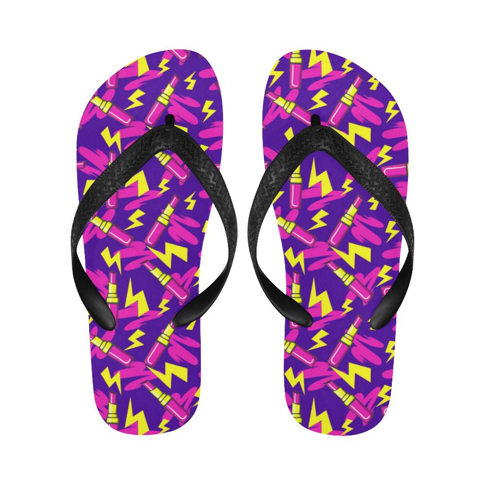 Lipstick Pattern Print Design LT04 Flip Flops-JorJune