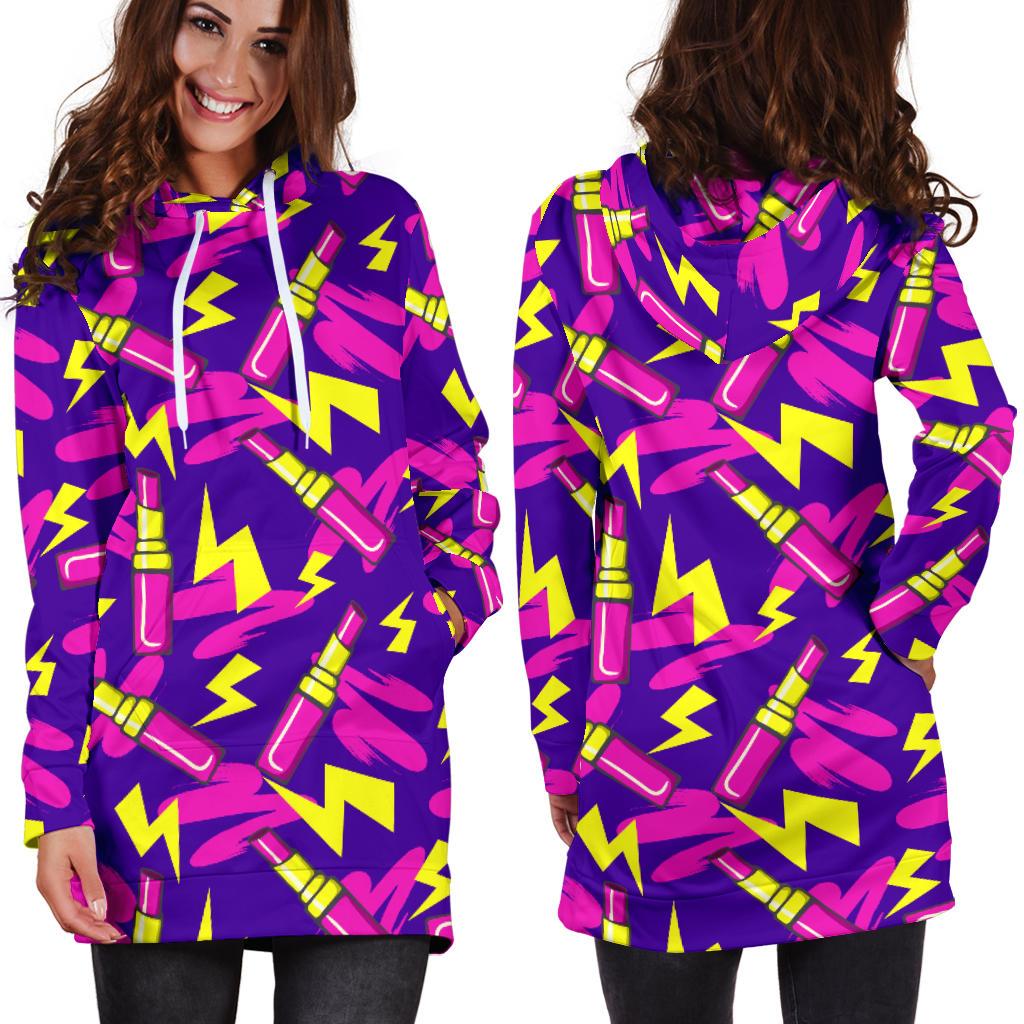 Lipstick Pattern Print Design LT04 Women Hoodie Dress