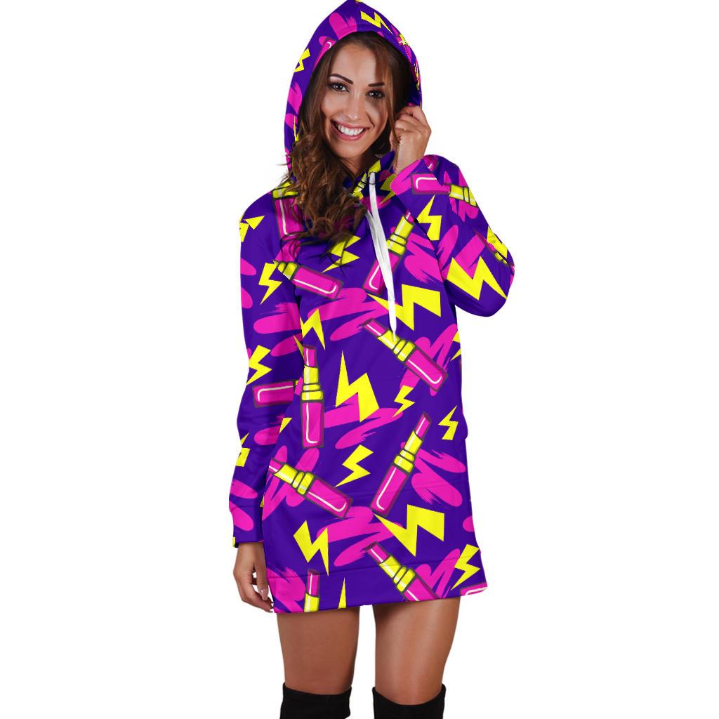 Lipstick Pattern Print Design LT04 Women Hoodie Dress