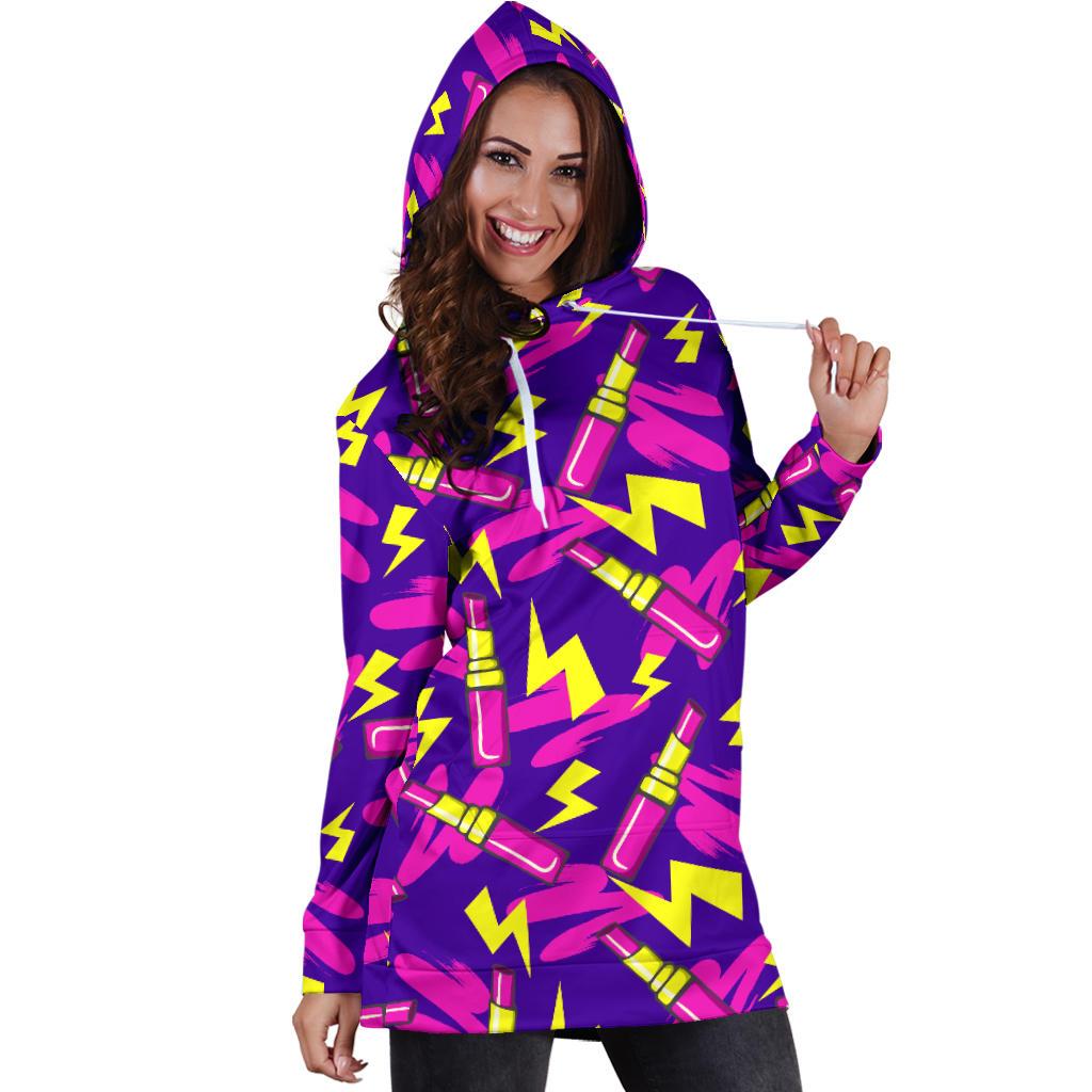 Lipstick Pattern Print Design LT04 Women Hoodie Dress