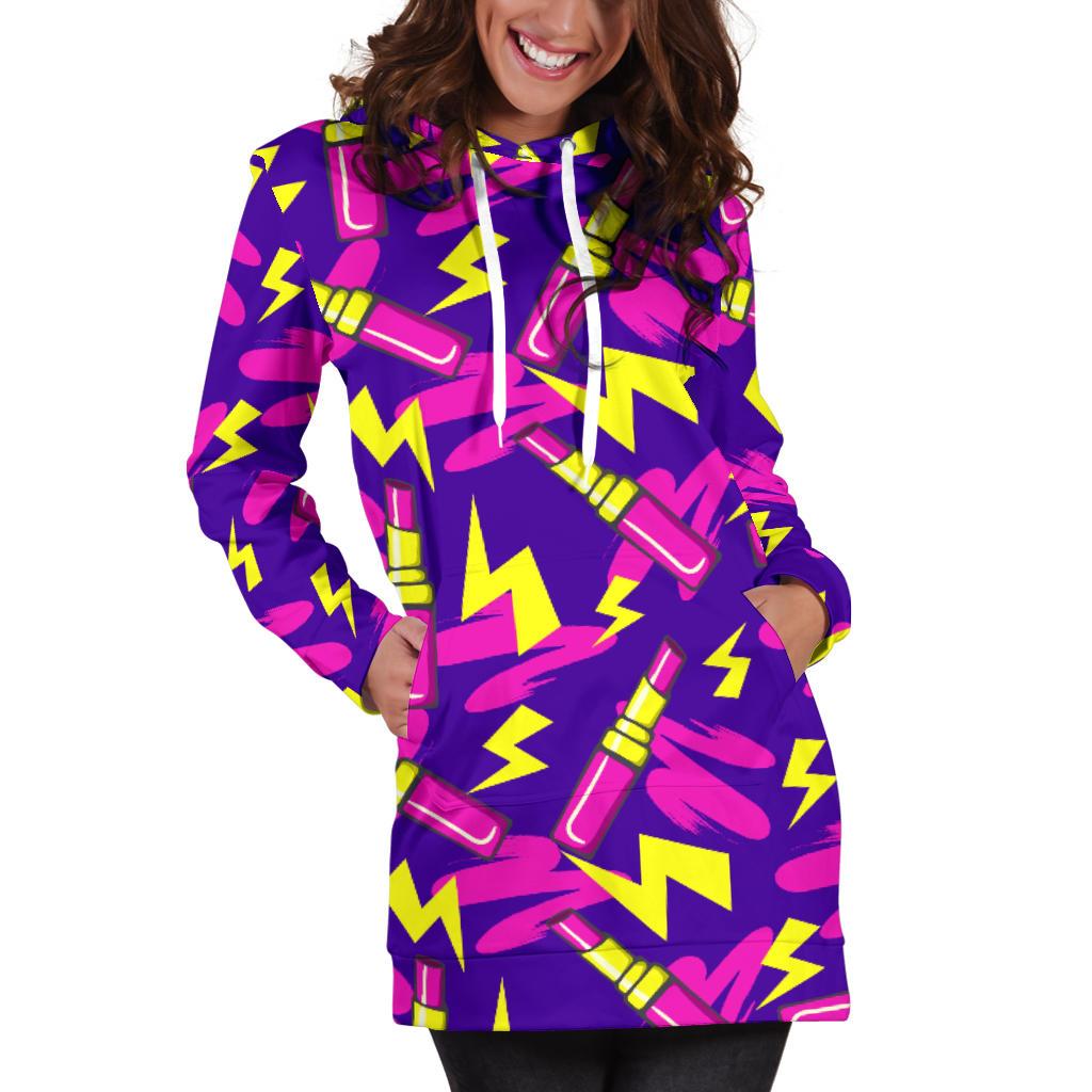 Lipstick Pattern Print Design LT04 Women Hoodie Dress