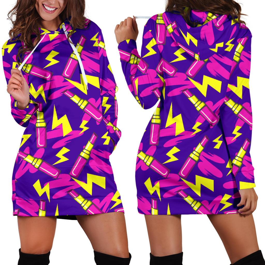Lipstick Pattern Print Design LT04 Women Hoodie Dress