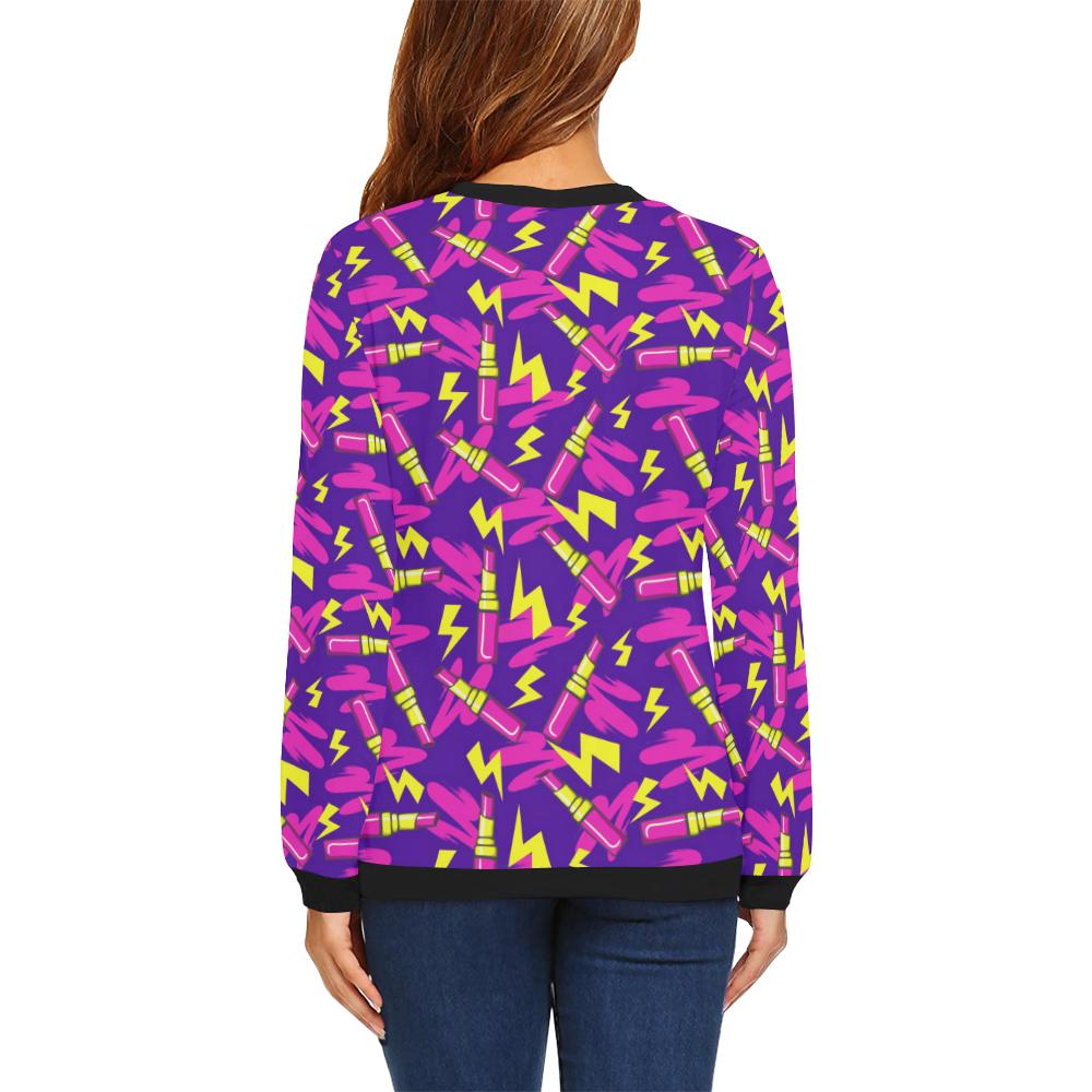 Lipstick Pattern Print Design LT04 Women Long Sleeve Sweatshirt-JorJune