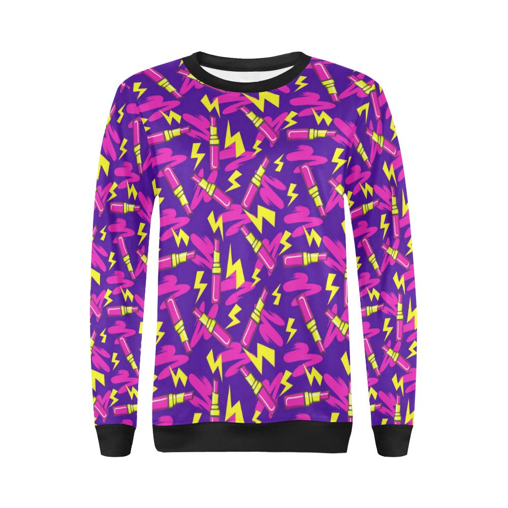 Lipstick Pattern Print Design LT04 Women Long Sleeve Sweatshirt-JorJune