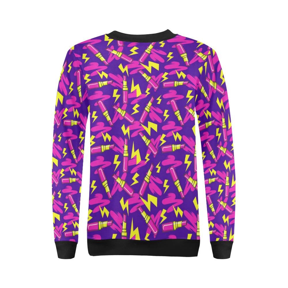 Lipstick Pattern Print Design LT04 Women Long Sleeve Sweatshirt-JorJune
