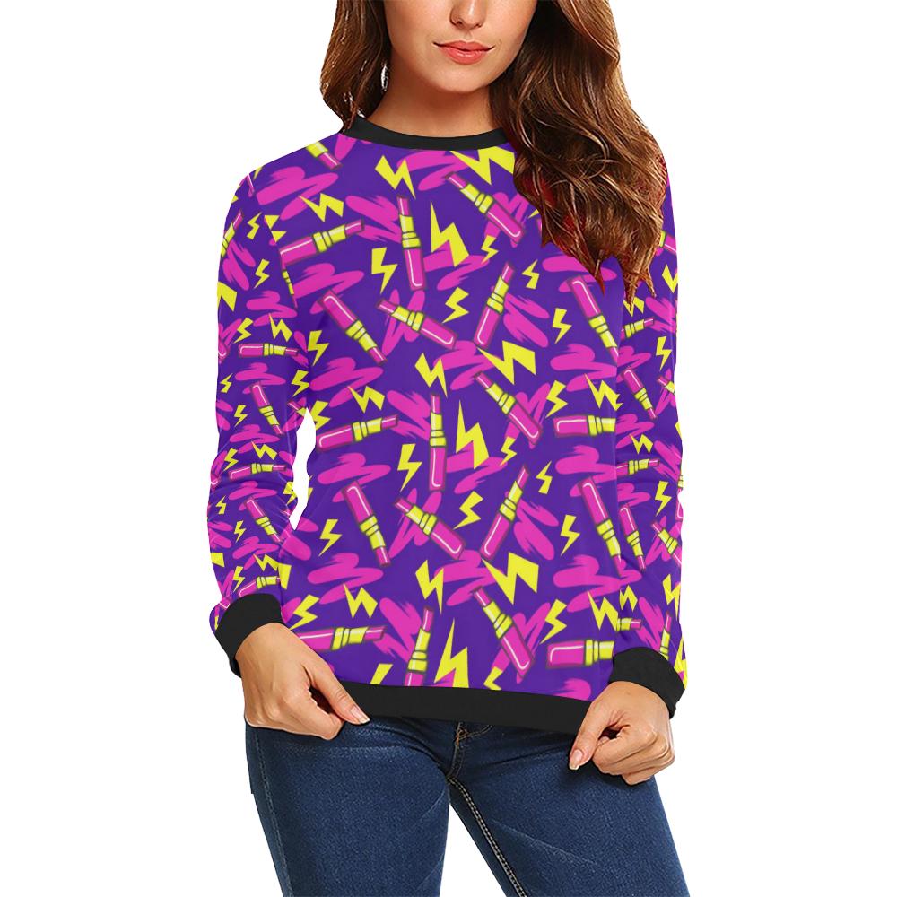 Lipstick Pattern Print Design LT04 Women Long Sleeve Sweatshirt-JorJune