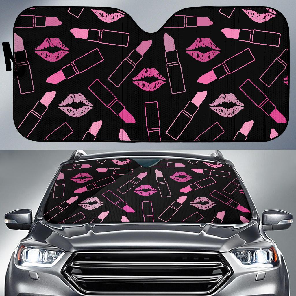 Lipstick Pink Pattern Print Design 01 Car Sun Shades-JORJUNE.COM