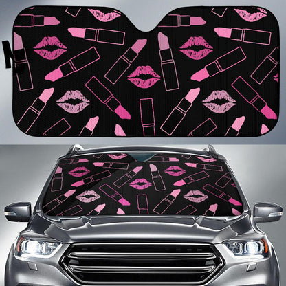 Lipstick Pink Pattern Print Design 01 Car Sun Shades-JORJUNE.COM
