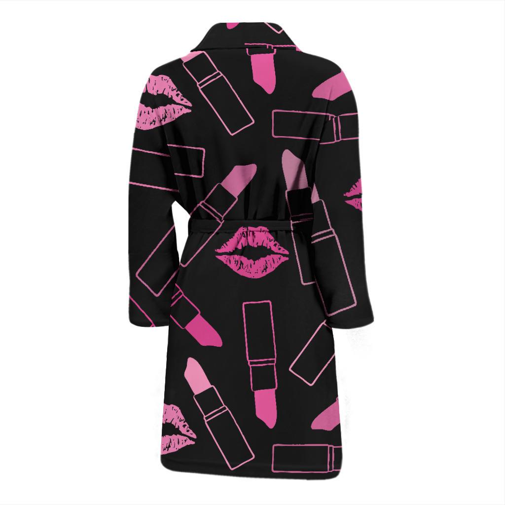 Lipstick Pink Pattern Print Design 01 Men Bathrobe-JORJUNE.COM