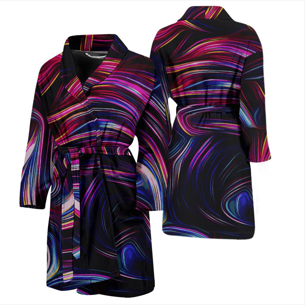 Liquid Pattern Print Design 01 Men Bathrobe-JORJUNE.COM