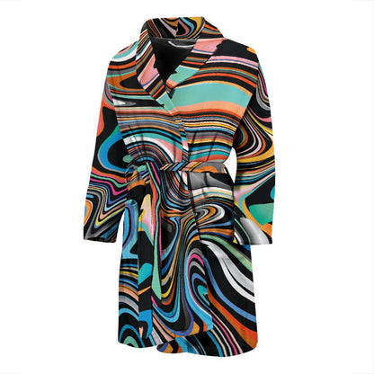 Liquid Pattern Print Design 02 Men Bathrobe-JORJUNE.COM