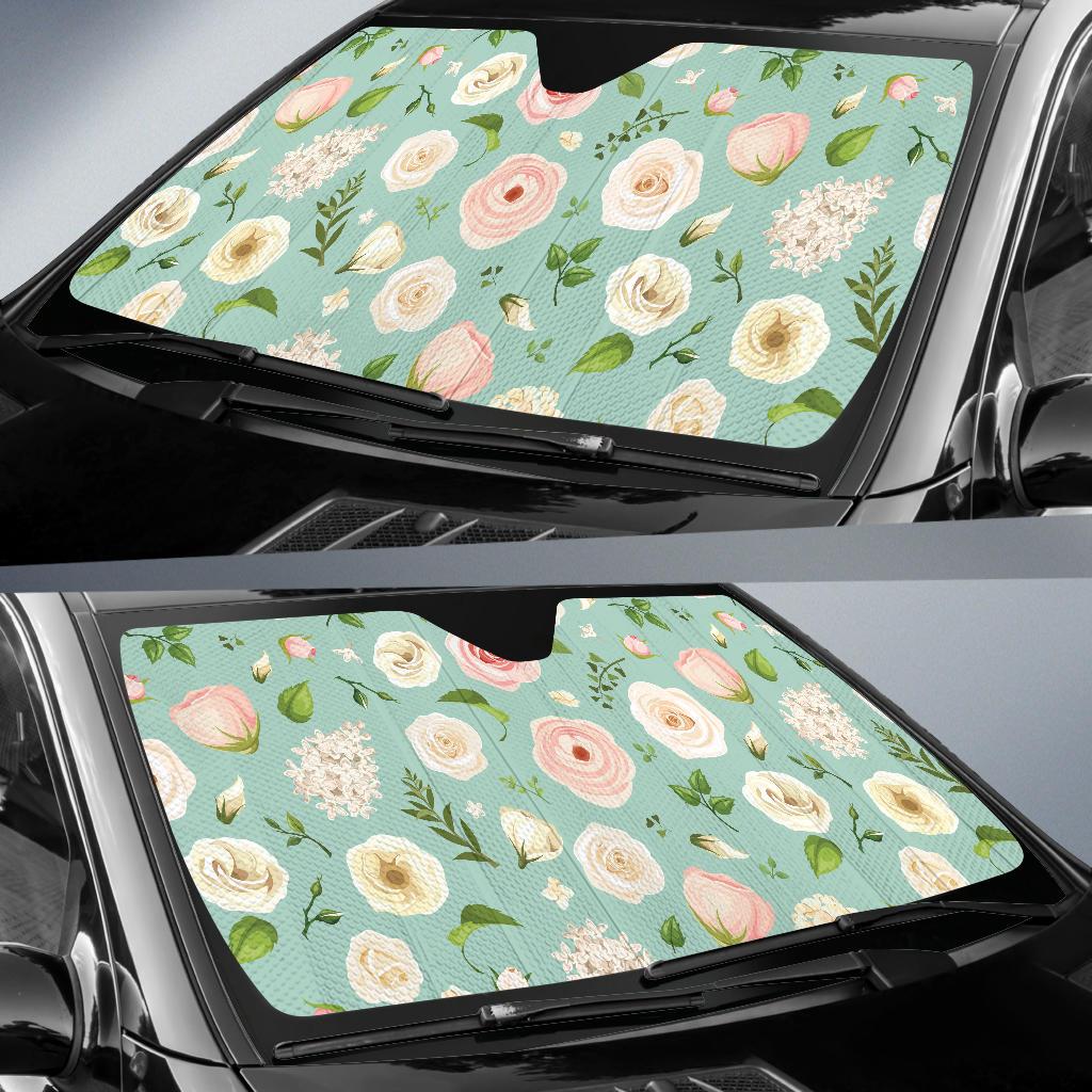 Lisianthus Pattern Print Design 01 Car Sun Shades-JORJUNE.COM