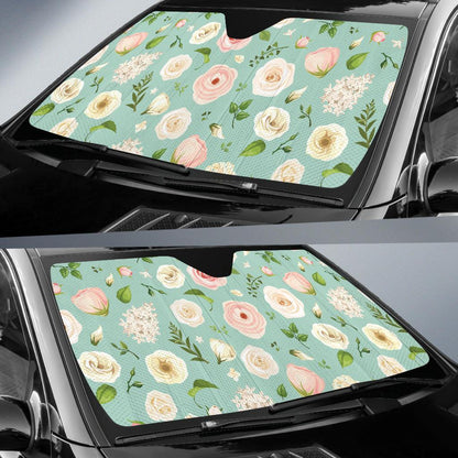 Lisianthus Pattern Print Design 01 Car Sun Shades-JORJUNE.COM