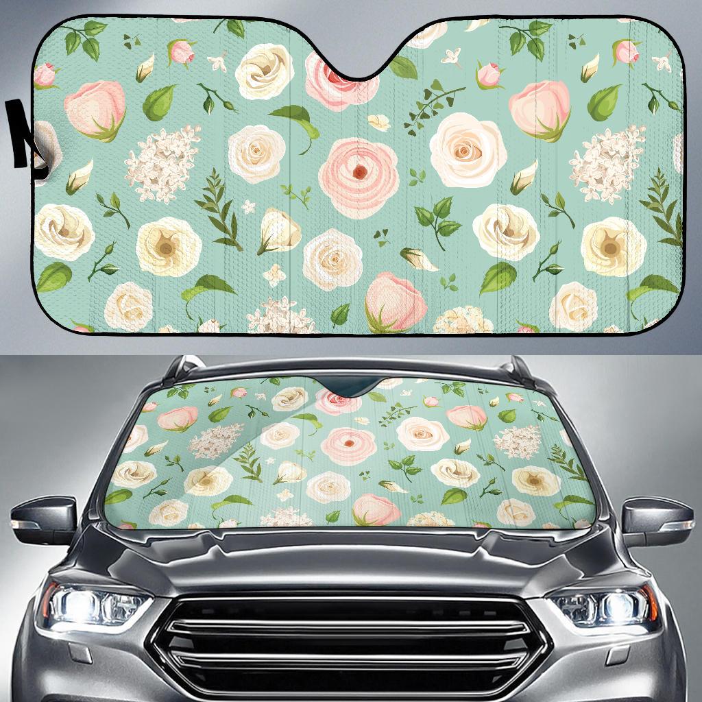 Lisianthus Pattern Print Design 01 Car Sun Shades-JORJUNE.COM