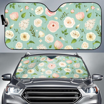 Lisianthus Pattern Print Design 01 Car Sun Shades-JORJUNE.COM