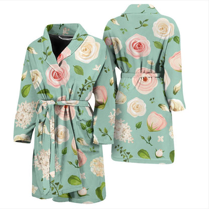 Lisianthus Pattern Print Design 01 Men Bathrobe-JORJUNE.COM