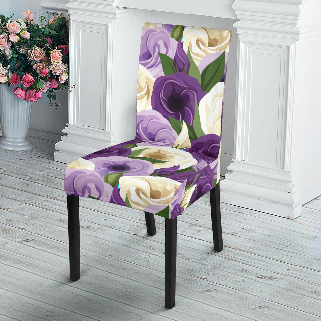 Lisianthus Pattern Print Design LT01 Dining Chair Slipcover-JORJUNE.COM