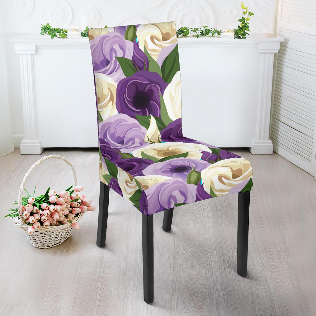 Lisianthus Pattern Print Design LT01 Dining Chair Slipcover-JORJUNE.COM